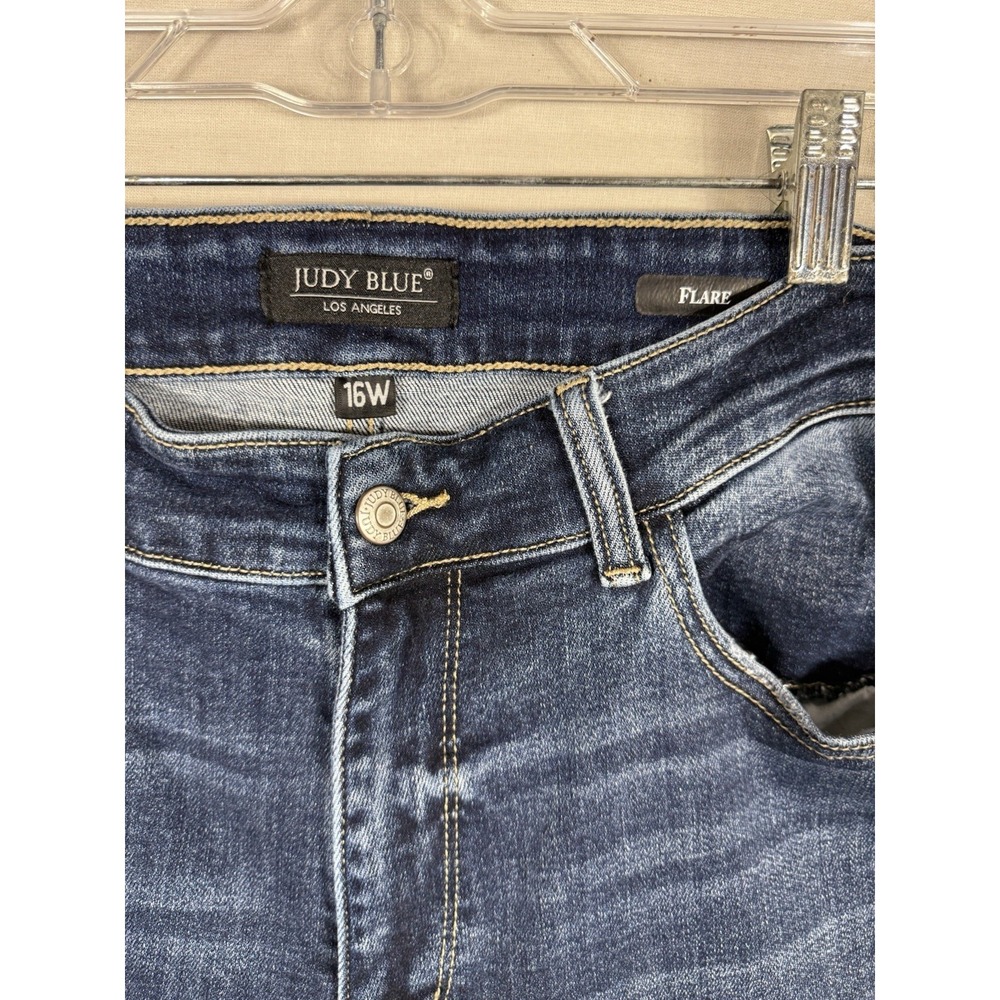 Judy Blue 16W Dark Wash Flare Jeans Womens Plus Size Stretch High Rise Western - Picture 3 of 10